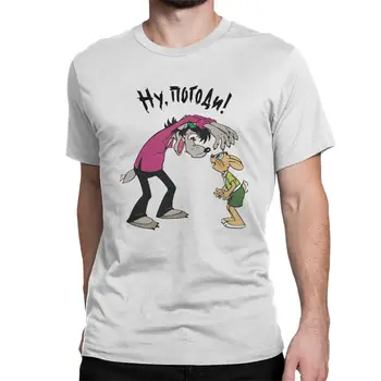 

Nu Pogodi Men's T Shirt Wolf And Rabbit Nostalgic Tee Shirt Short Sleeve Crewneck T-Shirt 100% Cotton Birthday Present Tops