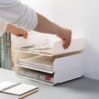 

Desktop Shelf Sundries Storage Rack Box Stationery Book Shelf Display Bookends Office Home Desk Organizer for Books File Paper