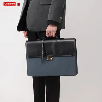 

Cross-section Business Men's Handbags Male Lock Briefcase 14 Inch Laptop Bag Men Shoulder Bag Travel Portable Messenger Bags