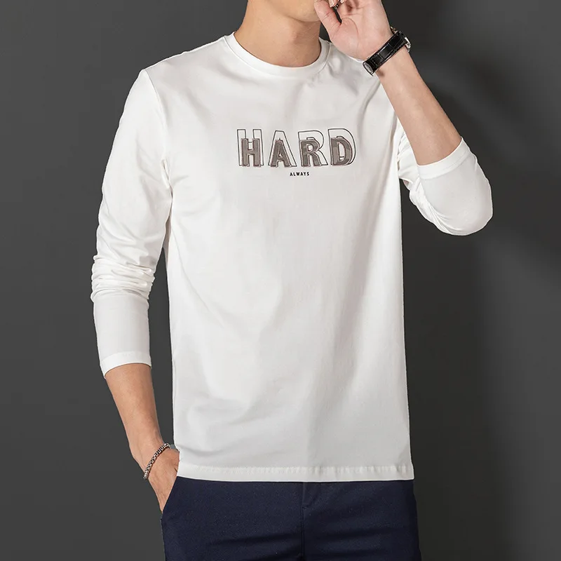 

Round Neck Thin Men's Long-sleeved soft Brand Slim Natural Scenery Young Students Male Trend Spring Fall Clothes New Harajuku