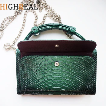 

HIGHREAL Women Bags Genuine Leather Handbags Luxury Shoulder Bags For Women Designer Animal Crocodile Pattern Phone Clutch