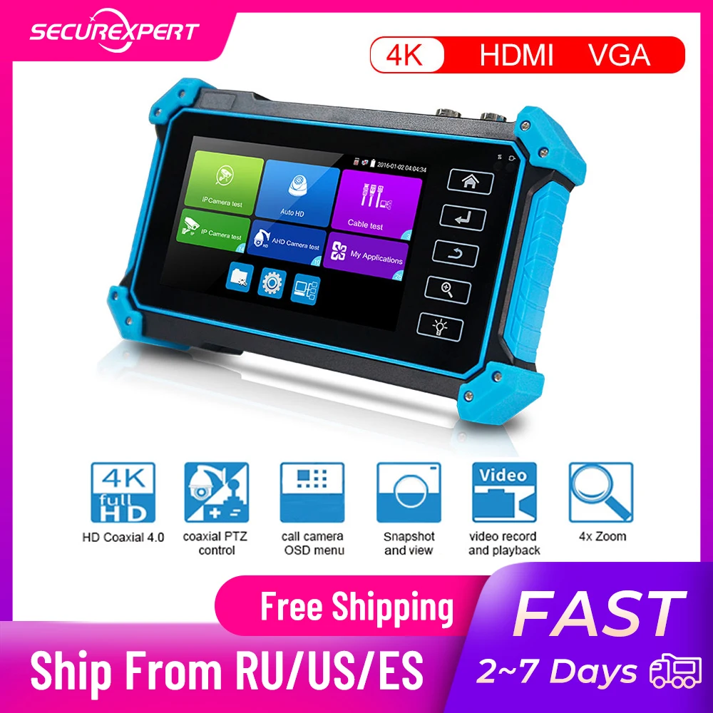 

Портативный мини-монитор 5 дюймовый тестер системы скрытого видеонаблюдения, сенсорный монитор для ptz, Wi-Fi ip-камеры, монитор накамерной камеры, тестер hdmi, тестер cctv poe, ipc