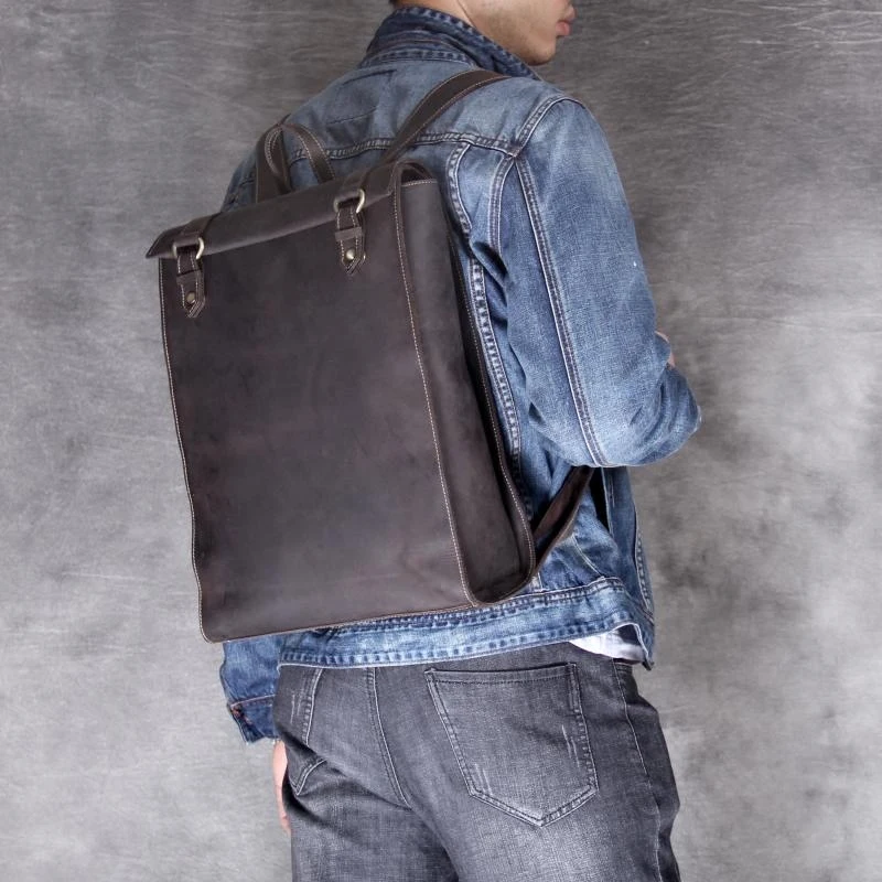 

2019 New Men's Genuine Leather Laptop Computer Backpack Multifunctional Brand Handmade School Book Bagpack Mochila Feminina