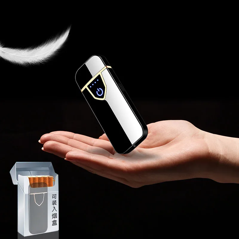 Ультратонкая зажигалка с usb зарядкой сенсорное распознавание ветрозащитная