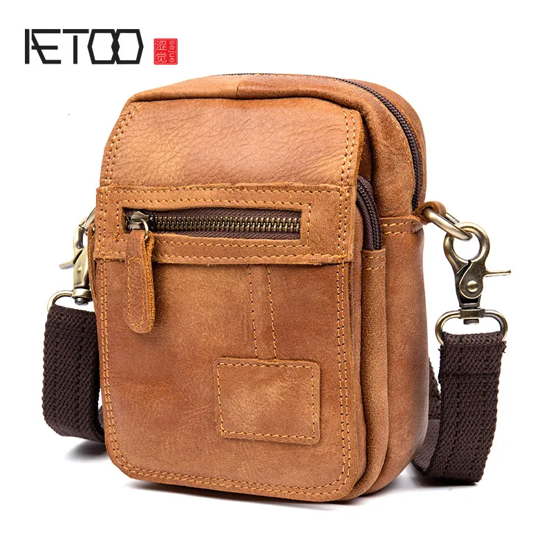 

BJYL Retro first layer of leather shoulder bag casual male pockets leisure handmade leather Messenger bag leather pockets mens b