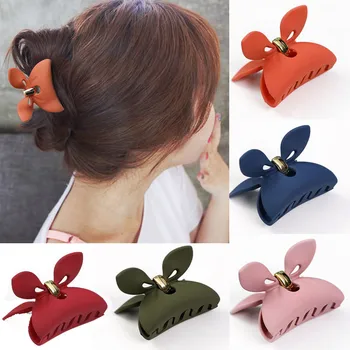 

1 Pcs Rabbit Ear Acrylic Hair Clip Fashion Candy Color Scrub Hair Claw Hair Clamp Grips Barrette For Women Hair Styling Tools