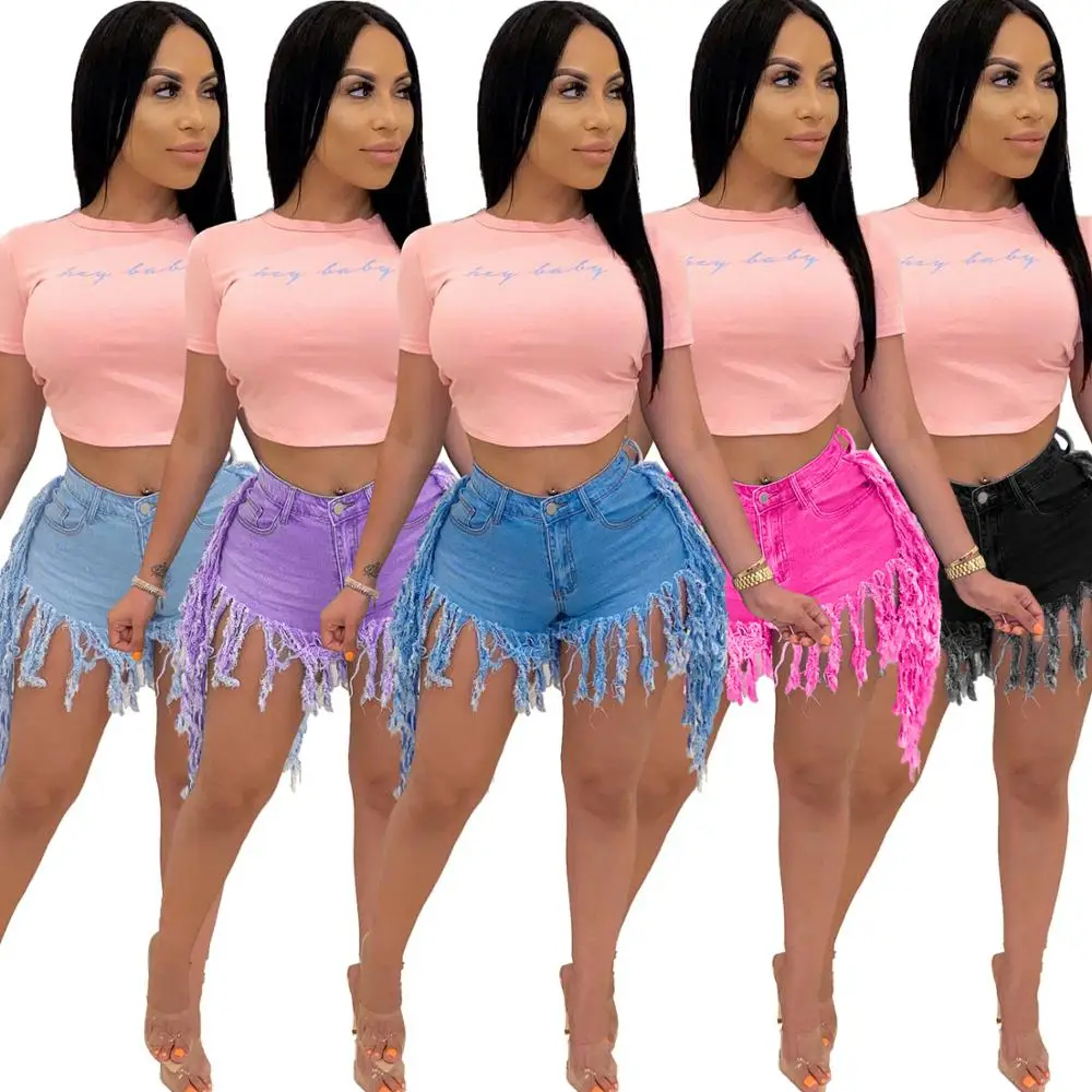 JRRY Women Tassel Jeans Short Denim Tassel Capris Pants Pocket Button Zippers Shorts Ripped Tassels Denim Pants JRRY Women Tassel Jeans Short Denim Tassel Capris Pants Pocket Button Zippers Shorts Ripped Tassels Denim Pants