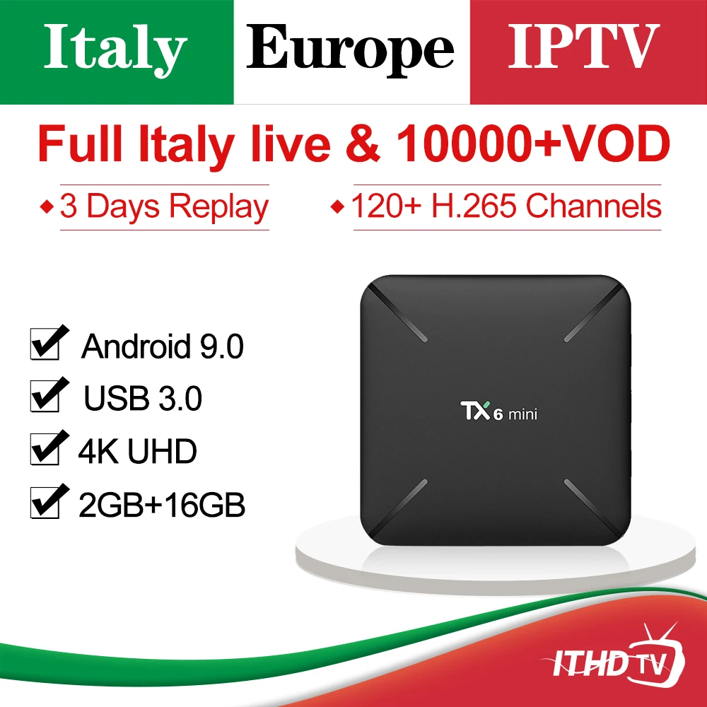 

Full HD Italy IPTV Box TX6mini Italia IPTV Subscription Android 9.0 Smart tv Box IPTV Italian France Arabic Portugal Spain IP TV