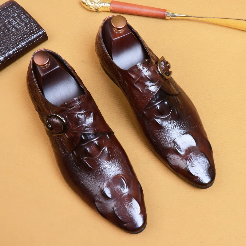 

Business Casual Leather Shoes Men's Genuine Leather Breathable Men Formal Wear Cattle Leather Shoes England Office MEN'S SHOES