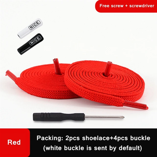 1 Pair No Tie Shoelace Elastic Shoelaces Leisure Sneakers Quick Flat Shoelaces Lazy Shoe Laces Nice Buckle Kids and Adult Unisex Red