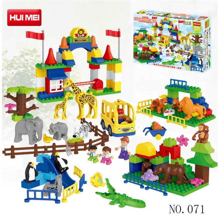 

Jinzhi diy hui mei Assembled Building Blocks Toy Large Particles Classical Train Passenger Station Funny Animal Paradise 071
