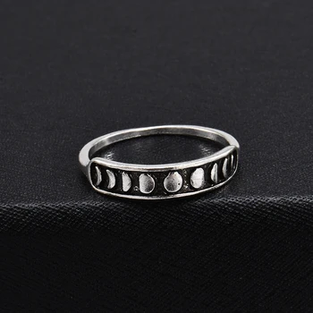 

2020 NEW Fashion Women Lady Vintage Handmade Moon Phase Finger Ring Moon Band Jewelry Size 7-9