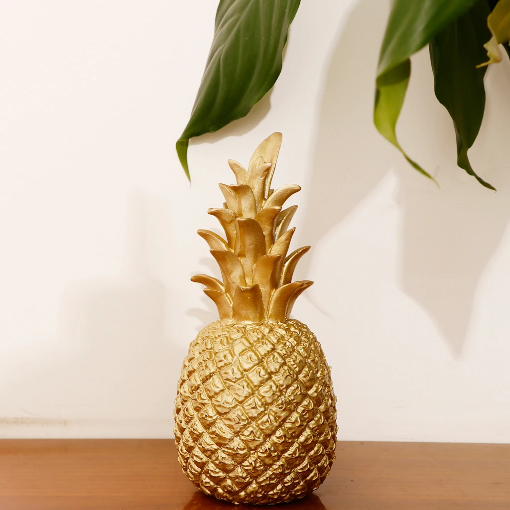 Creative Resin Pineapple Shaped Ornament Gift Home Desktop Living Room Decor Gold Tone