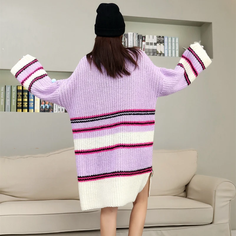 SexeMara ffashion новые свободные вязаные свитера с кисточками и рисунком из мультфильма с блестками