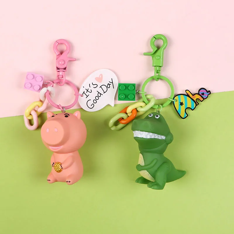 

2019 Toy Story Key chain Key Ring Dinosaur Car Key chains Pendant Cute Cartoon Pig Key chain Gift for Women Doll Keyring Craft