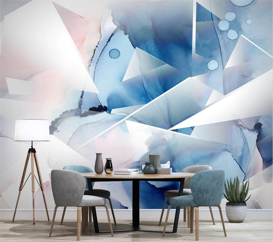 beibehang Customized large mural Chinese style abstract ink three-dimensional geometric TV background background wallpaper