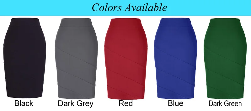 Elegant Women’s OL High Stretchy Wiggle Tube Hips-Wrapped Pencil Midi Skirt 24 ”