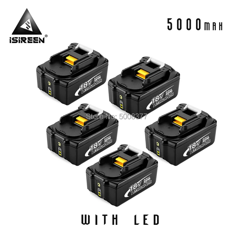 

BL1850 Lithium Ion Battery 18V 5000mAh Replacement for Makita BL1840 BL1830 Power Tool Rechargeable Battery Packs BL1815 LXT400