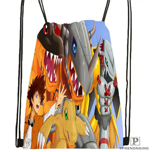 Drawstring Backpack Custom digimon(31) походная сумка на шнурке милый рюкзак для детей(черная спинка) 31x40 см# 180612-03-digimon - Цвет: Drawstring Backpack