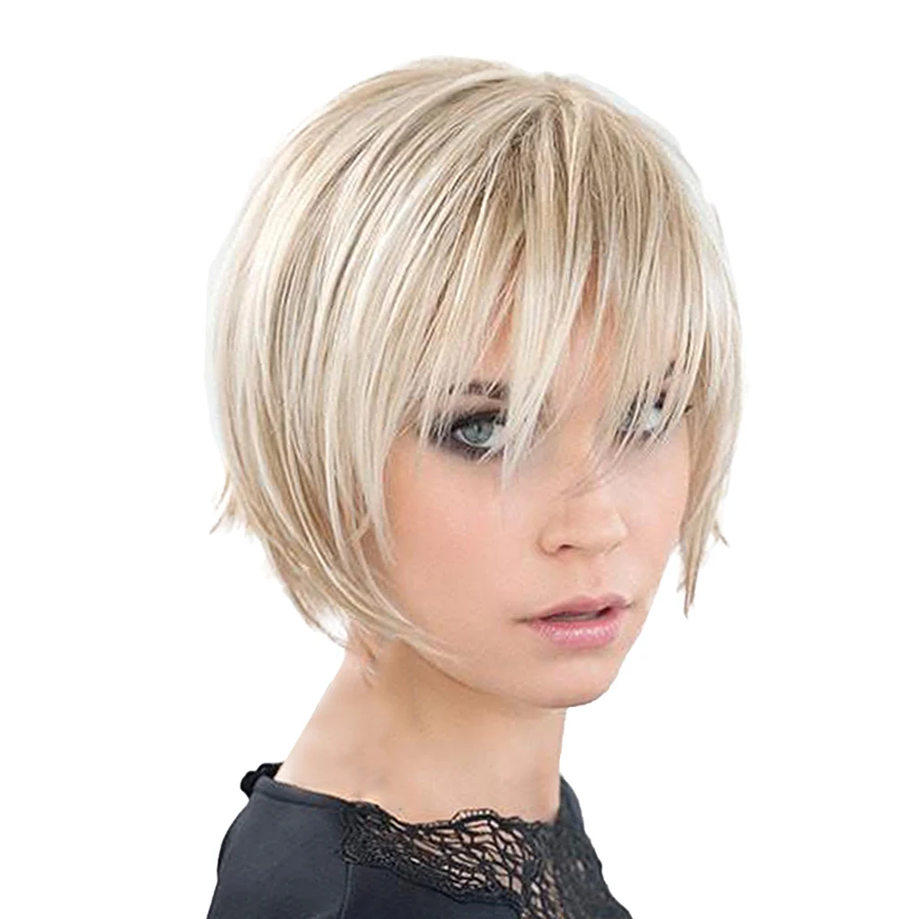 10 дюймов модные короткие прямые Pixie Cut женские полные парики дышащая Тепловая защита для Косплей Вечерние Повседневные платья