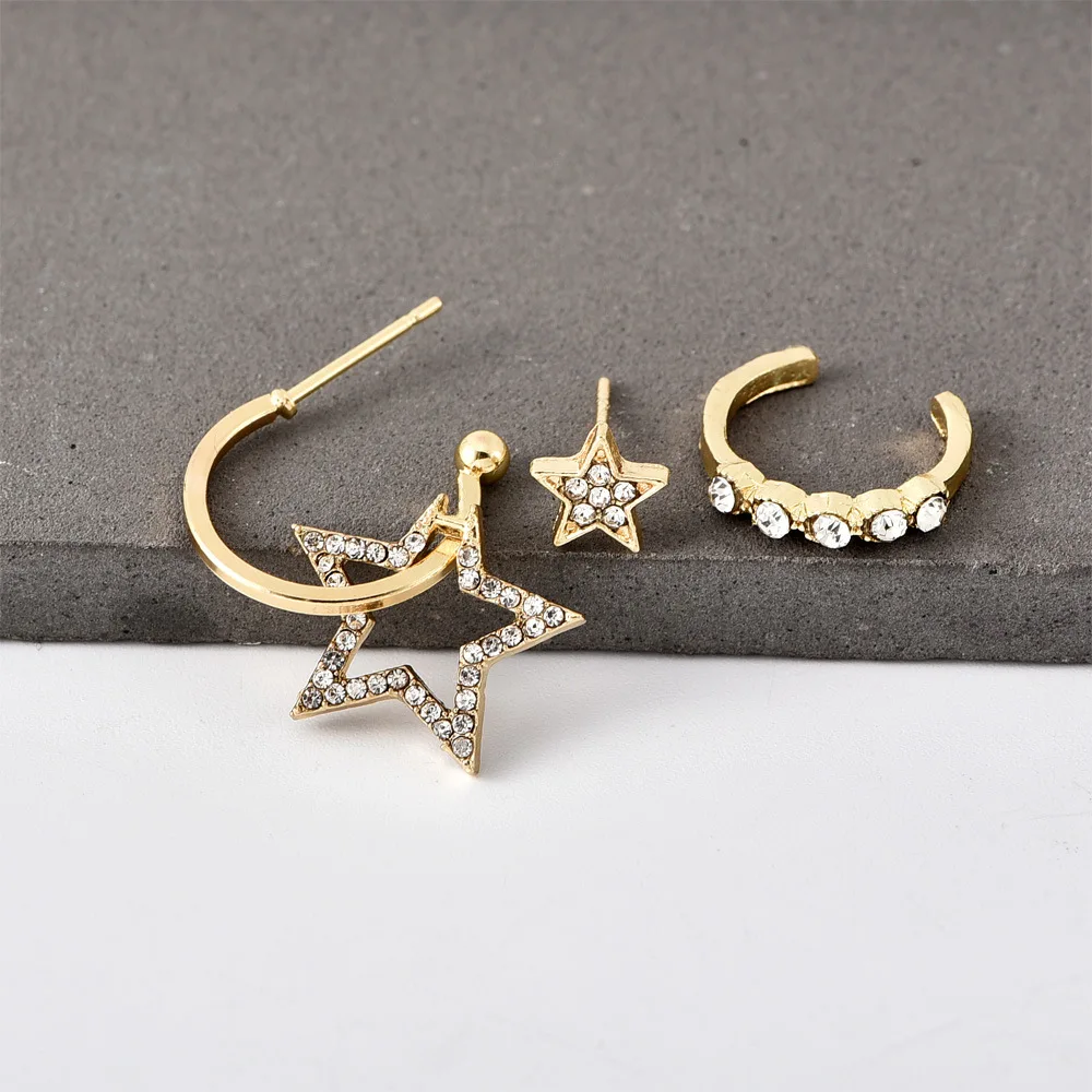 Artilady Endless Hoop Earrings for Women Gold Color Moon Star Charm Hoop Earrings Set Jewelry Gift Drop shipping