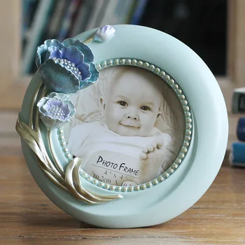 

4"6"7" Modern Simple Resin Oval Rectangle Picture Frame Pendulum Blue Flower Photo Frame Light Luxury Home Wedding Decoration