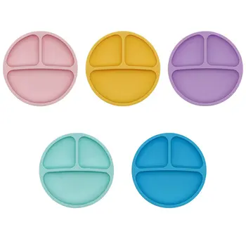 

Baby Silicone Plate Dinner Dishes Food Grade Silicone Kids Feeding Tableware Soft Silicone BPA Free Smile Face