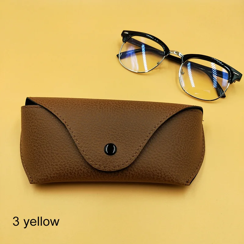 3 yellow Sunglasses Case Soft PU Leather 1Pcs Portable Eyeglass Accessories Oversize Glasses Box Fold-able - Color: 3 yellow