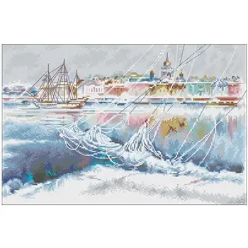 

City on ice patterns Counted Cross Stitch 11CT 14CT 18CT DIY Chinese Cross Stitch Kits Embroidery Needlework Sets home decor