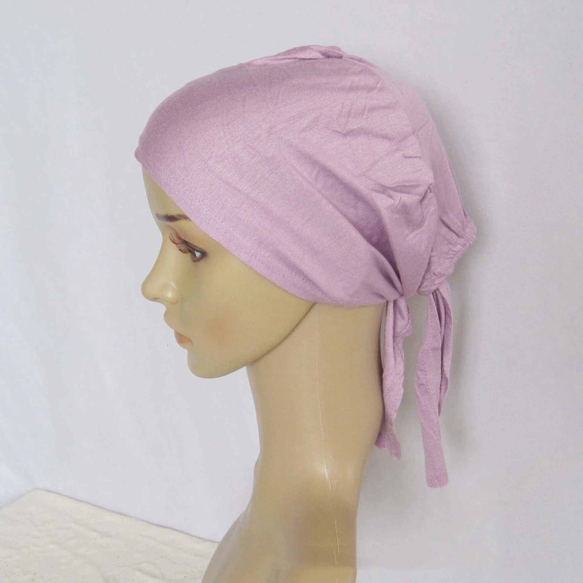 Трикотажная Шапочка, шапки под шарф, головной убор s для женщин, тюрбан, шапка с завязкой сзади, мусульманский головной платок, тюрбан - Цвет: 24