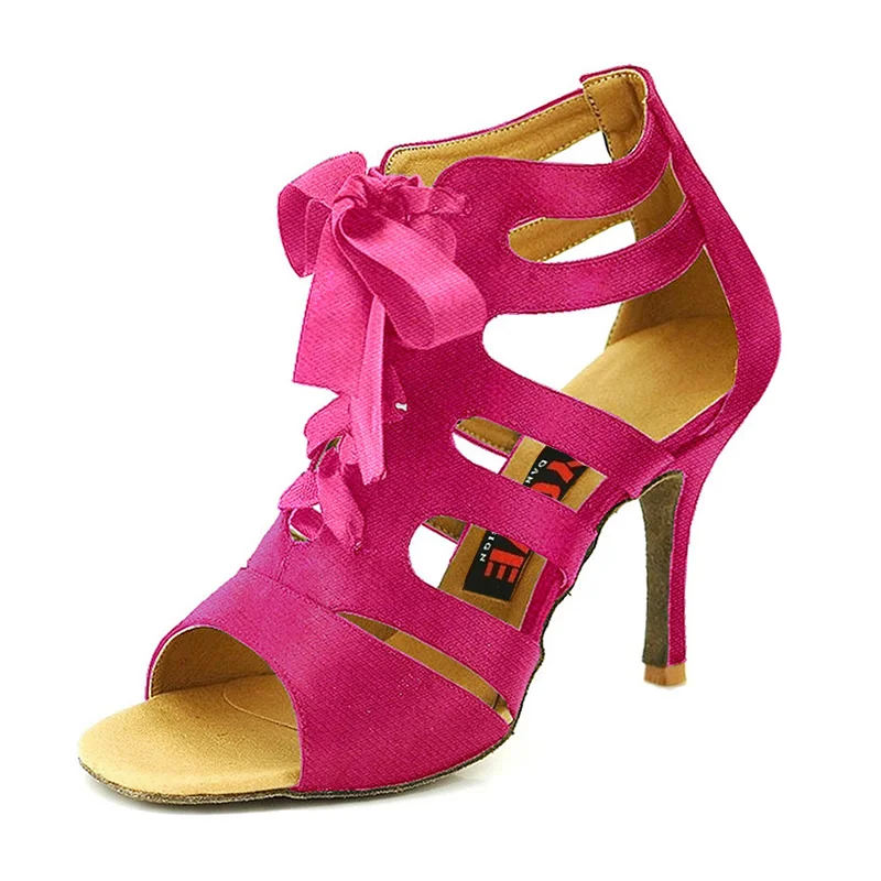 YOVE стиль LD-7007 танцевальная обувь для латиноамериканских танцев/Бачата/Сальса/кизомба Женская танцевальная обувь - Цвет: fuchsia