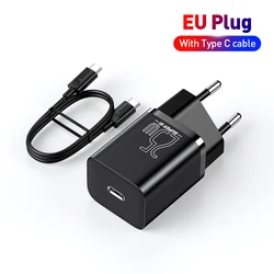 Baseus 25W USB-C PD Fast Charging Portable Charger - EU 25W With Cable