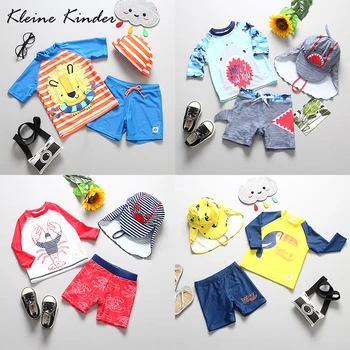 

baby boy swimwear 3 pieces children's swimsuit UPF50+ sun protected long sleeves infant baby toddler boys swimming bathing suit