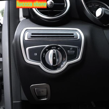 

Car Interior Headlight switch Button Cover Frame trim Fit for Mercedes Benz C Class GLC W205 2015- Car Styling Accessories