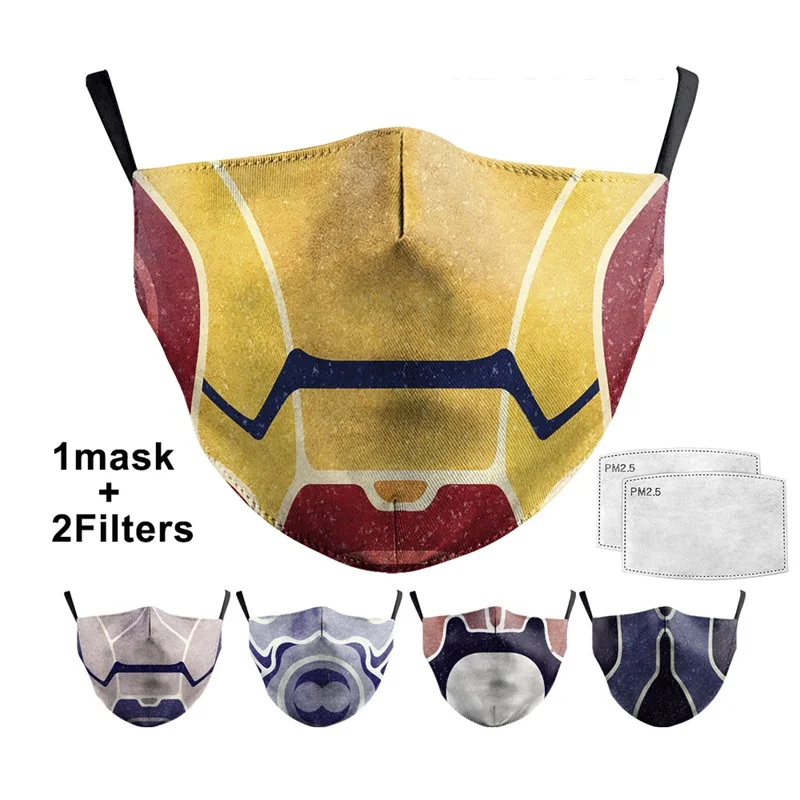 

Color Printing Fabric Mouth Mask Summer Breathable Mouth-Muffle Protective PM 2.5 Filter Dustproof Reusable Washable Face Mask