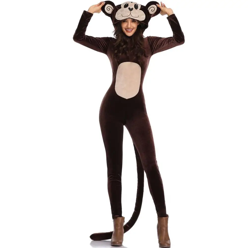 Костюм для вечеринки на Хэллоуин для женщин, животные, озорные, Преувеличенные обезьяны, стильные карнавальные костюмы Комбинезоны