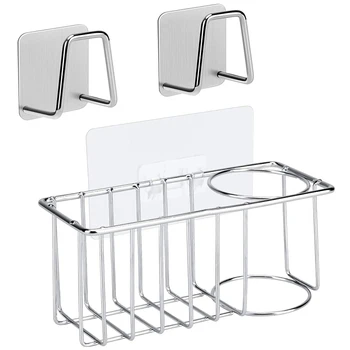 

Adhesive Sponge Holder Brush Holder, 2-In-1 Sink Caddy, Detachable Stainless Steel Rustproof Waterproof for Sponges