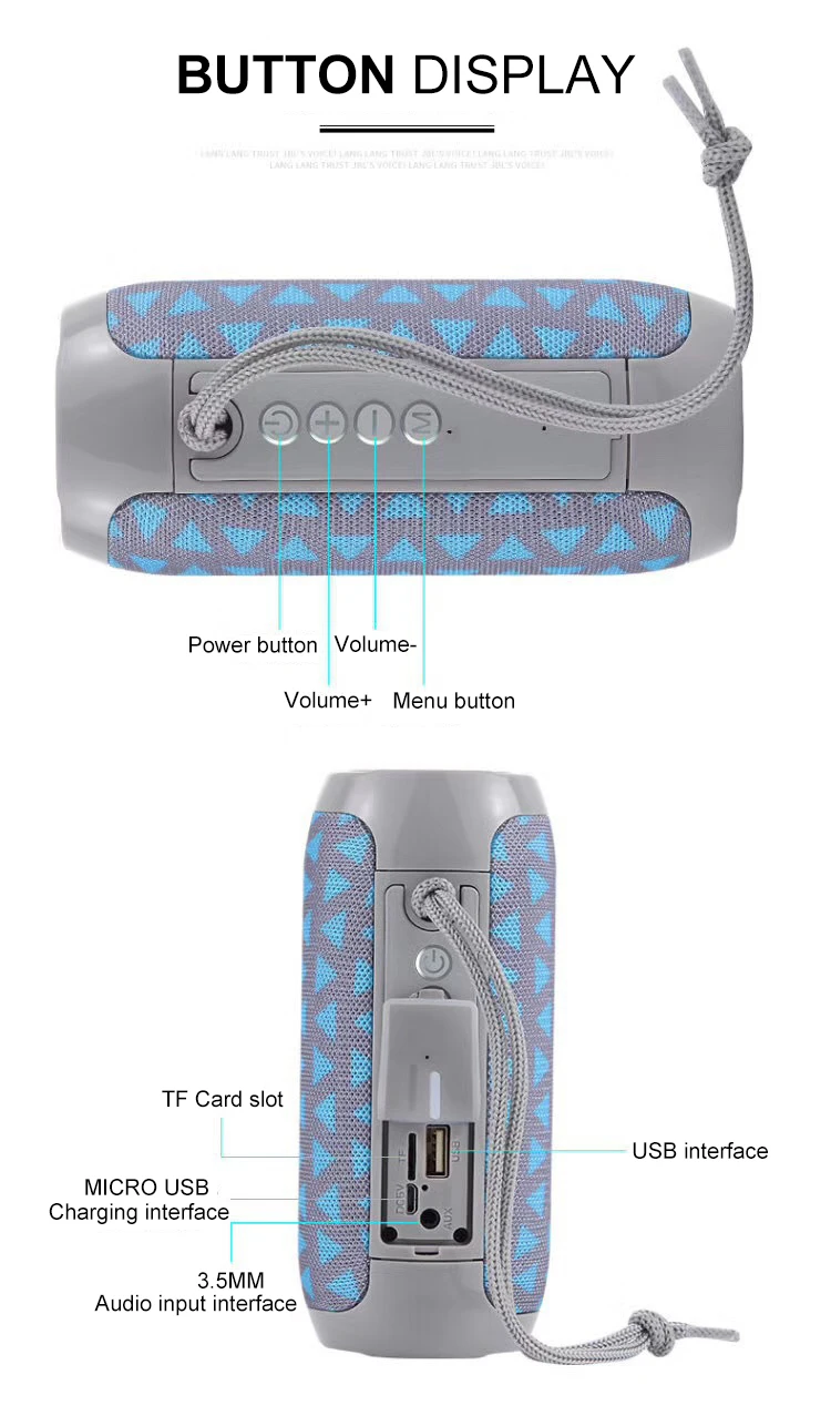 TG117 Waterproof Portable Wireless Column Loudspeaker Box Support TF Card FM Radio Aux Input  Bluetooth Hifi Speaker