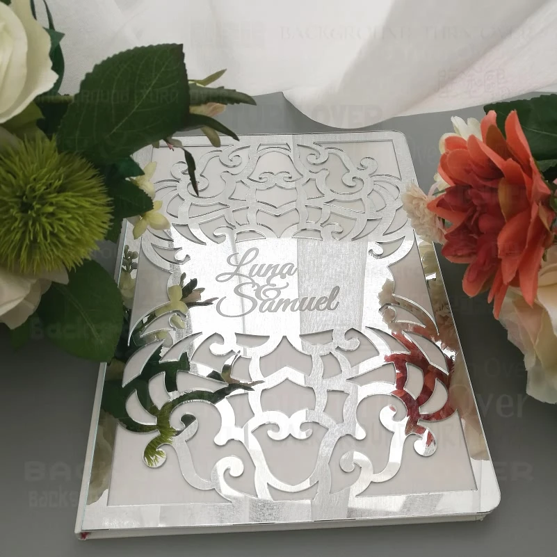 Wedding Guest Book Guestbook Personalized Mirror Gifts Names Date Party White Engrave Laser Cut Royal Retro Vintage G001