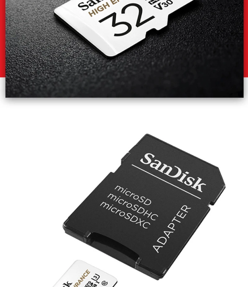 SanDisk, высокопрочная карта памяти Micro SD, 32 ГБ, 64 ГБ, 128 ГБ, 256 ГБ, профессиональная TF карта с адаптером для автомобиля dvr камеры