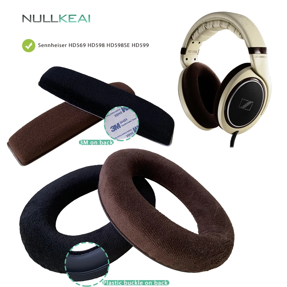 NULLKEAI Velvet Replacement Parts for Sennheiser HD569 HD598 HD598SE HD599 Earpads Bumper Headband Earmuff Cover Cushion | Электроника