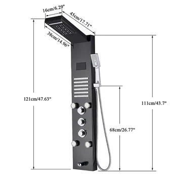 

Vidric Vidric Black Hydroelectricity LED Rain Waterfall Shower Panel Massage Spa Jets LCD Digital Display Shower System Shower C