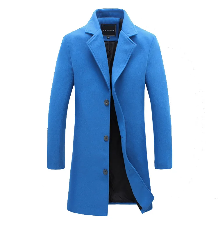 2019 модное мужское шерстяное пальто зимнее теплое однотонное длинное пальто куртка однобортное деловое повседневное пальто парка пальто