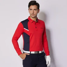 Новая рубашка для гольфа мужская Осенняя спортивная одежда Джерси с длинным рукавом рубашка подходящая верхняя одежда 3 цвета красный темно-синий белый