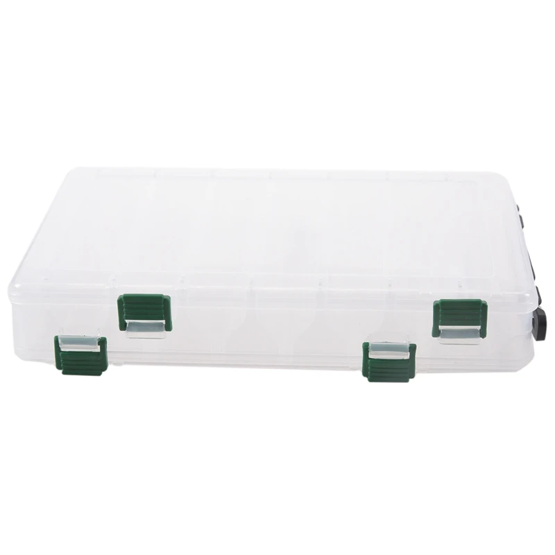 

27*18*4.7CM Fishing Tackle Double Sided Plastic Fishing Lure Box 14 Compartments