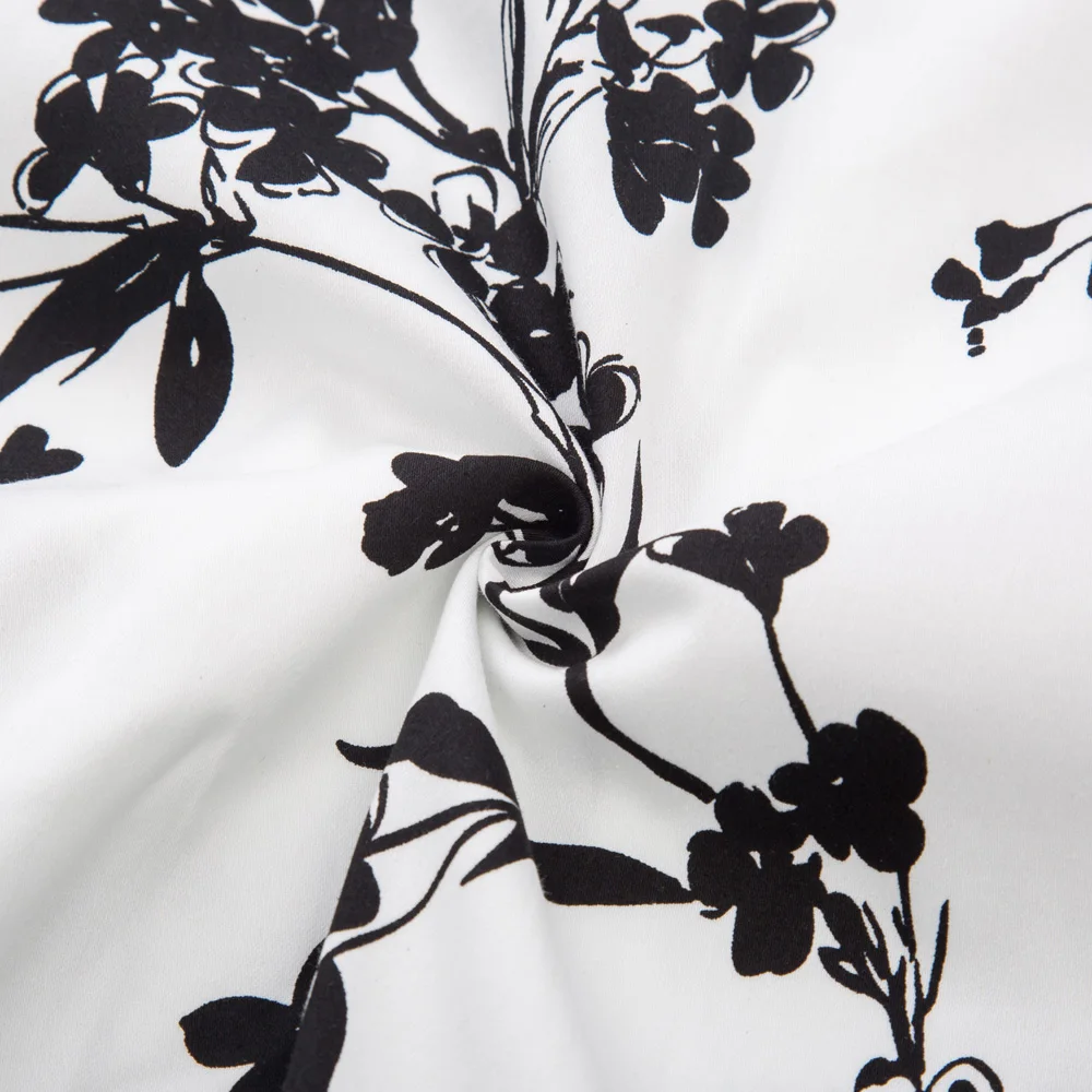 Women's dress summer fall fashion pleated swing Floral Patchwork Dress 3/4 Sleeve Square Neck Vintage A-Line knee-length dresses