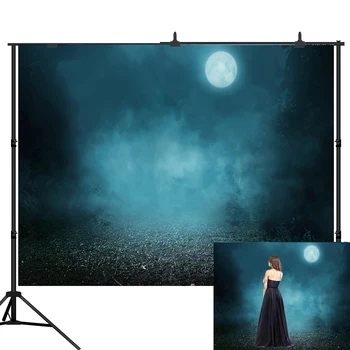 

Lyavshi Halloween Theme Backdrop Misty Forest moon Path Photography Background Ghastly tree Child Baby Photo Shoot Props