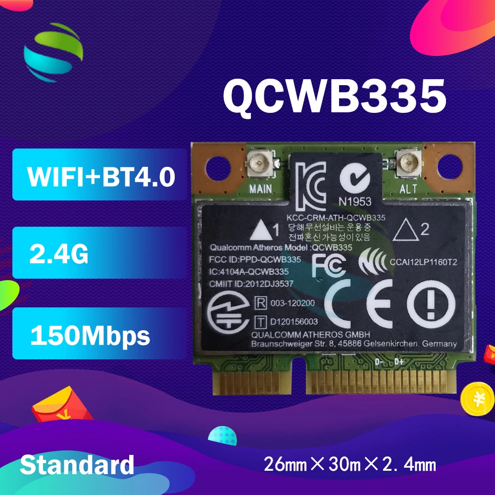 pc wifi adapter Qualcomm Atheros AR9565 QCWB335 150Mbps + Bluetooth4.0 Nửa Mini PCI-Thể Hiện WLAN WIFI Không Dây Thẻ usb to ethernet adapter