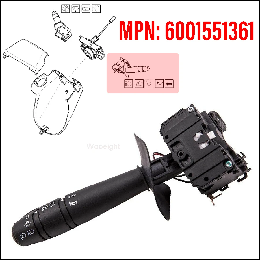 

Wooeight Steering Turn Signal Switch 6001551361 Fit For Renault Logan Tondar Dacia Sandero Wagon Turn Signal Switch 255406898R