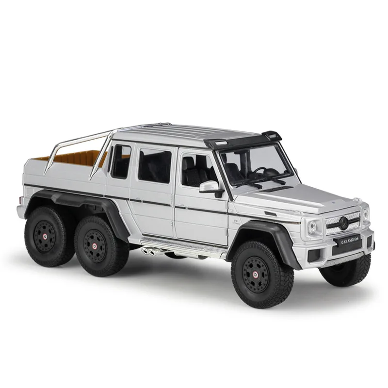 WELLY литья под давлением 1:24 модель автомобиля Mercedes-Benz G63 AMG 6X6 классический грузовик внедорожник металлический сплав игрушечный автомобиль для детей подарок - Цвет: Silver